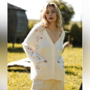 Adoré Paris Oslo Beige Embroidered Oversized Cardigan

One size